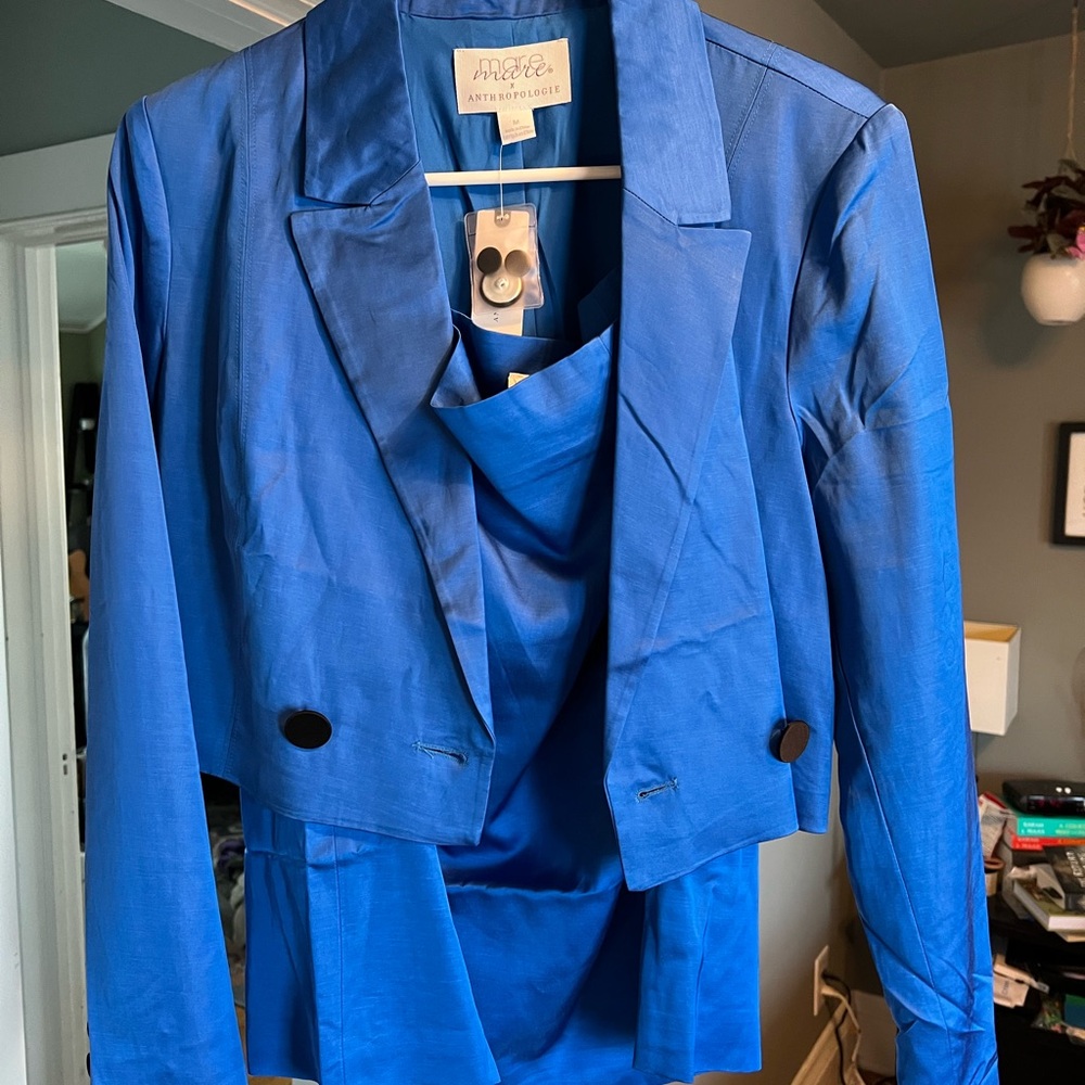 Anthropologie Blue Women's Skirt and Jacket Suit set